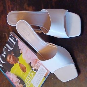 Size 13W white high heel sandals Forever 21